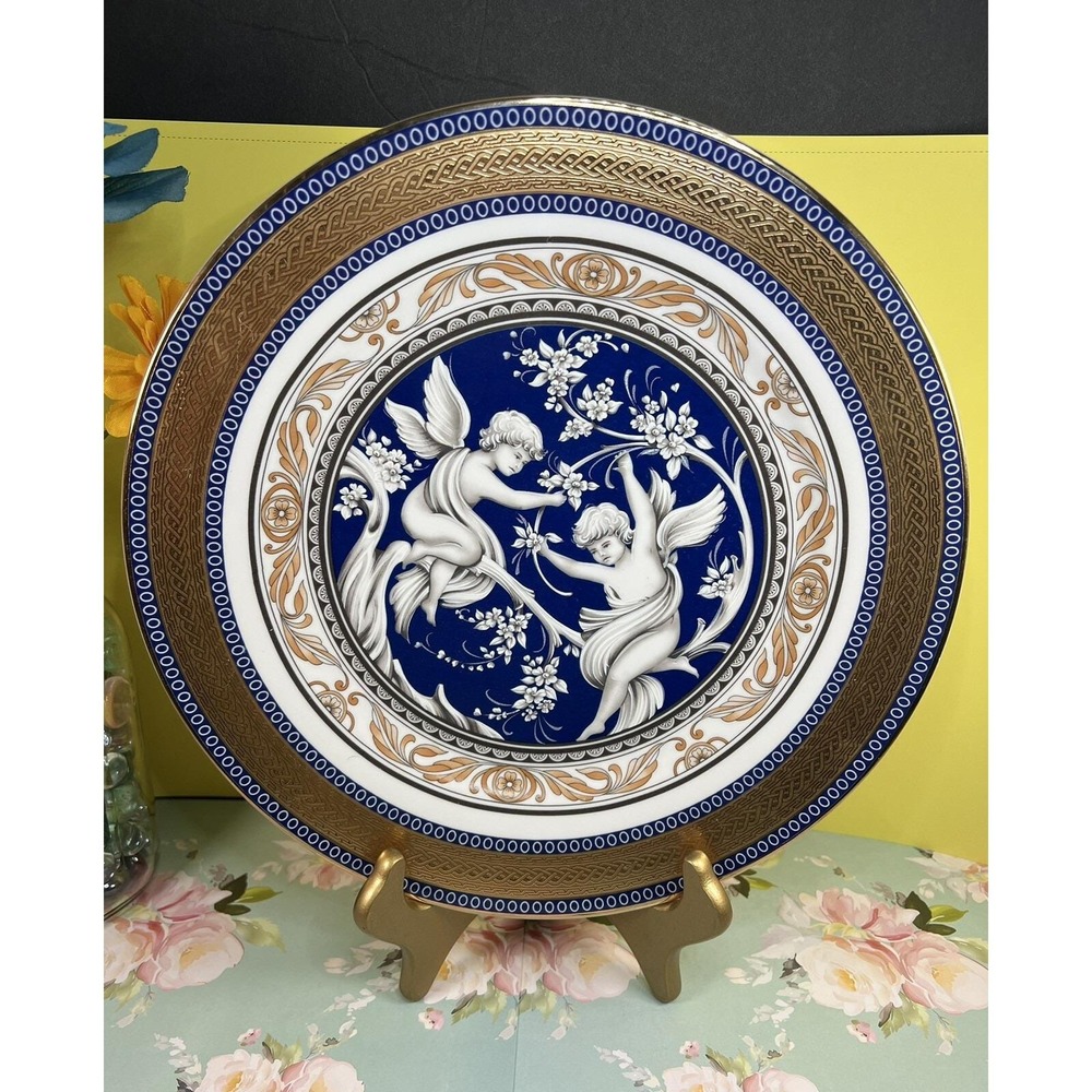 Fine Italian Design China plate, angels gold and blue design, so elegant plate!